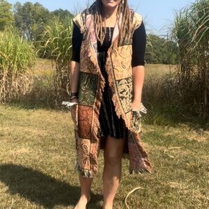 Tapestry blanket hooded cardigan